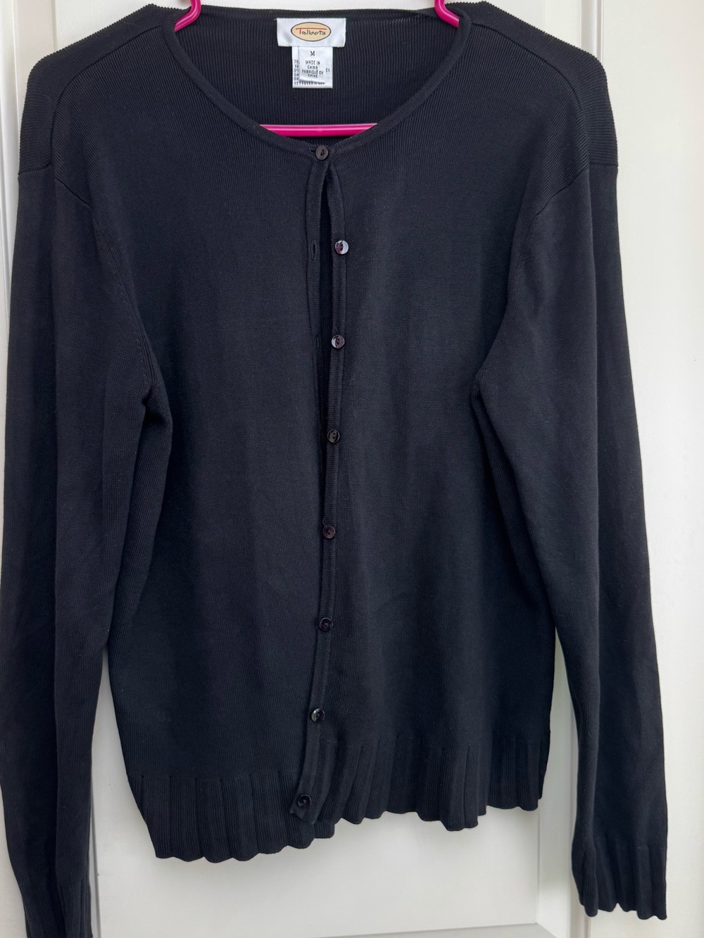 Talbots Black 78% Silk Blend Button Front Cardigan Sweater M Lightweight